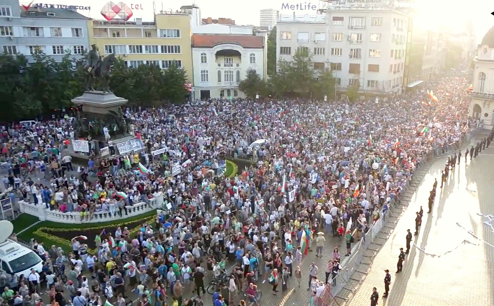 Air Shot of People Protesting Against Corrupt Coverment in Bulgaria - #ДАНСwithme